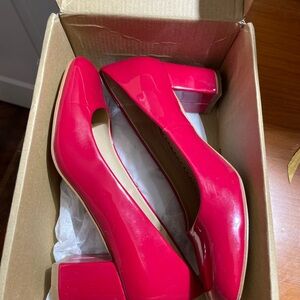 Elegant Red Block Heel Pumps